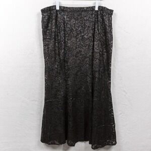 ANTTHONY Black Lace Sequin Maxi Skirt Elastic Waist Evening Party Plus Sz 3X